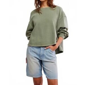 NEW FREE PEOPLE total eclipse long sleeve tee in oil green